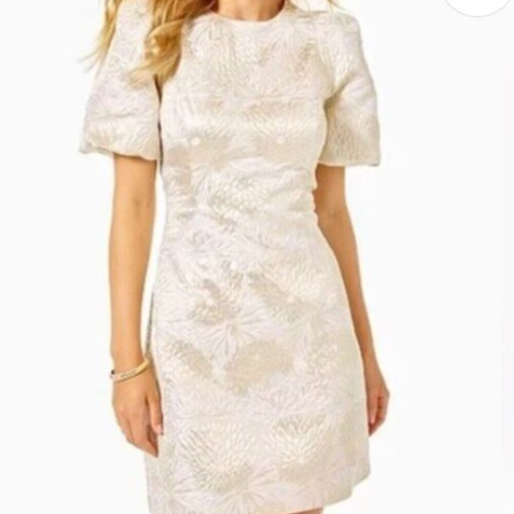 Lilly Pulitzer Ailani Dress Gold Metallic Shift - Size 12 - NWT - MSP $278